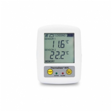Daugkartinis registratorius ekstremalios temperatūros (-100°C iki 1372°C) matavimui su aliarmu ir wifi ThermaData TD2TC