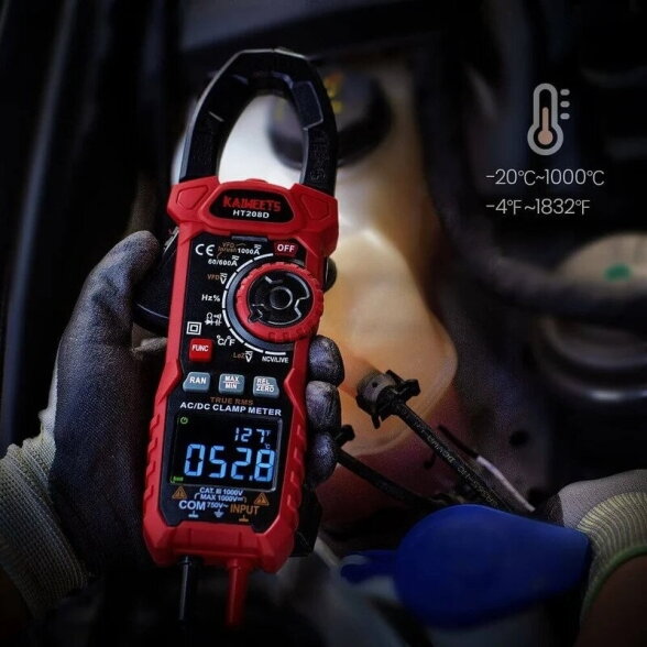 KAIWEETS HT208D skaitmeninės srovės matavimo replės, AC/DC, 1000 A, True RMS 6