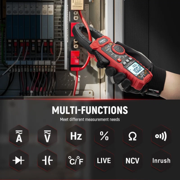 KAIWEETS HT208F skaitmeninės srovės matavimo replės, AC/DC, 1000 A, True RMS 1