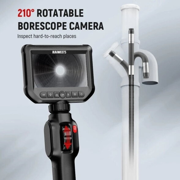 KAIWEETS KBA01 endoskopas su valdoma 210° kameros galvute, 8 mm, 1,5 m 1