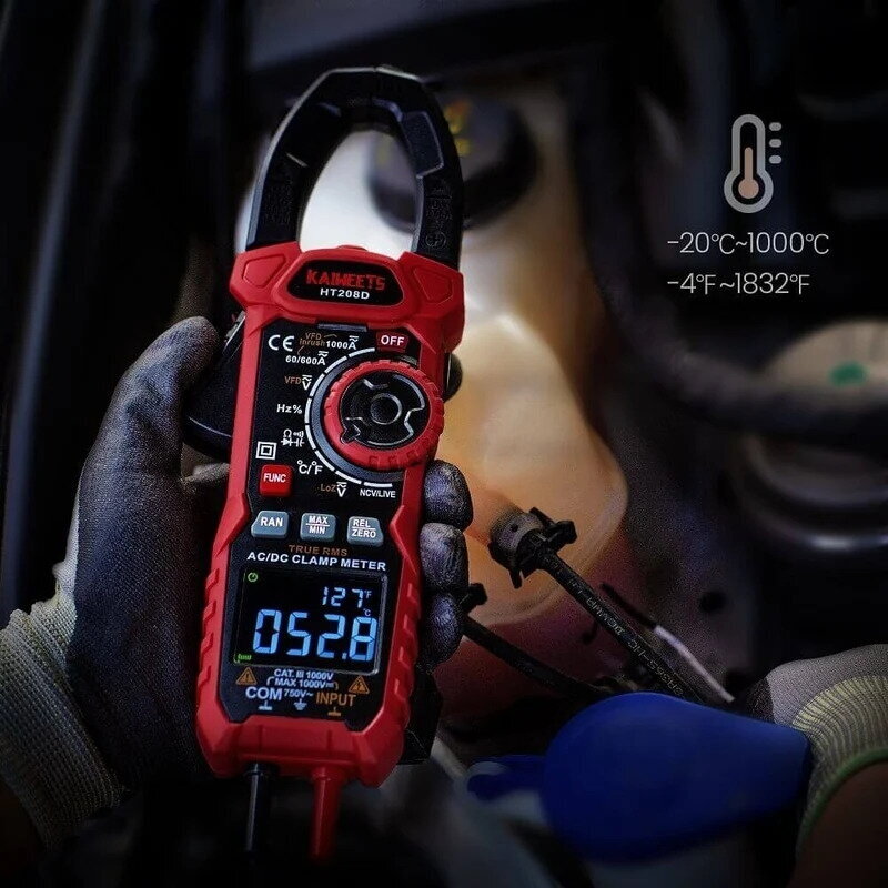 KAIWEETS HT208D skaitmeninės srovės matavimo replės, AC/DC, 1000 A, True RMS 6 KAIWEETS HT208D skaitmeninės srovės matavimo replės, AC/DC, 1000 A, True RMS 6