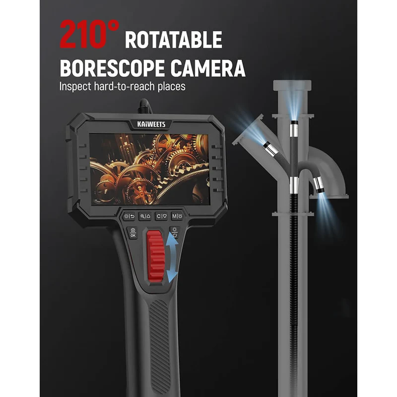KAIWEETS KBA02 endoskopas su valdoma 210° kameros galvute, 6,5 mm, 1,6 m 7