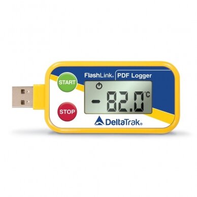 Vienkartinis sauso ledo temperatūros registratorius Delta Trak FlashLink® Dry Ice USB PDF In-Transit Logger