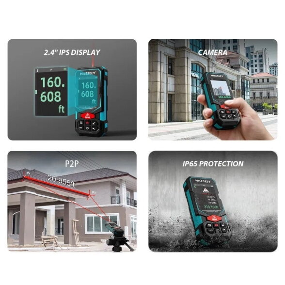 MILESEEY S7 lazerinis atstumo matuoklis su kamera, P2P ir Bluetooth, iki 100 m 2 MILESEEY S7 lazerinis atstumo matuoklis su kamera, P2P ir Bluetooth, iki 100 m 2