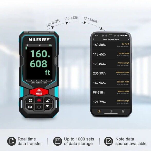 MILESEEY S7 lazerinis atstumo matuoklis su kamera, P2P ir Bluetooth, iki 100 m su metrologine patikra (matavimo ribos (0... 10) m) 4 MILESEEY S7 lazerinis atstumo matuoklis su kamera, P2P ir Bluetooth, iki 100 m su metrologine patikra (matavimo ribos (0... 10) m) 4