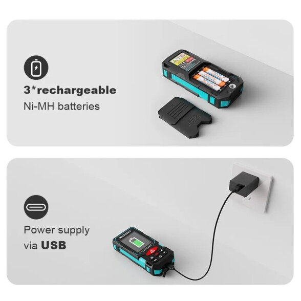 MILESEEY S7 lazerinis atstumo matuoklis su kamera, P2P ir Bluetooth, iki 100 m 5