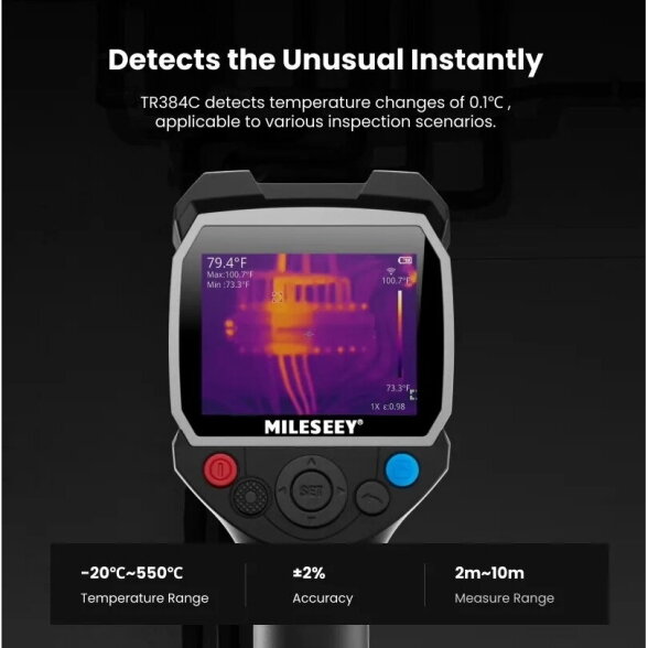MILESEEY TR384C profesionalus termovizorius su GPS ir lazeriniu atstumo matuokliu, 384 × 288 px, –20…+550 °C 5