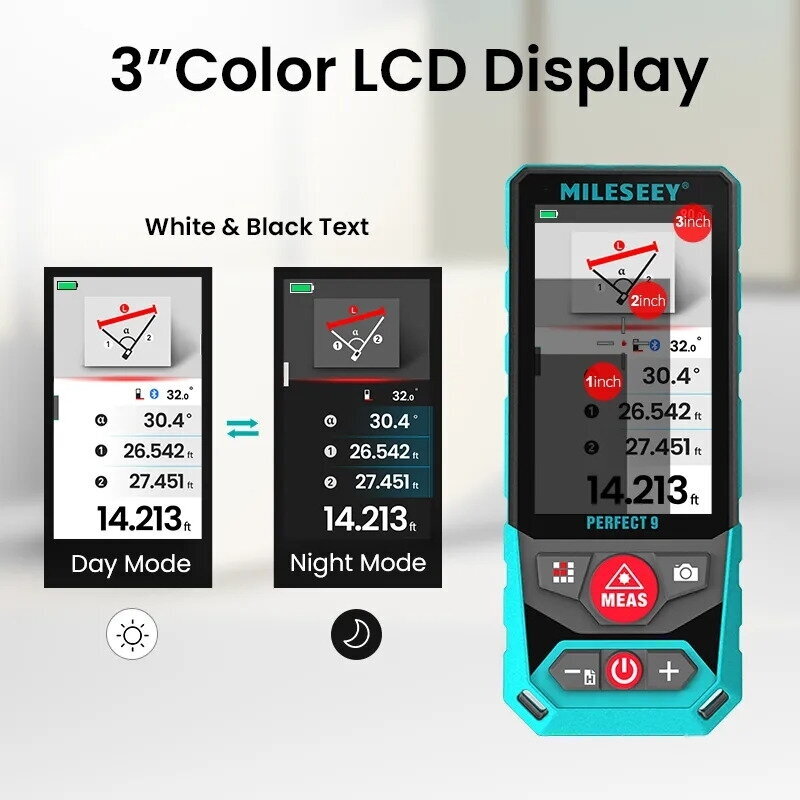 MILESEEY P9 lazerinis atstumo matuoklis su 4× kamera ir P2P, 300 m su stovu 4