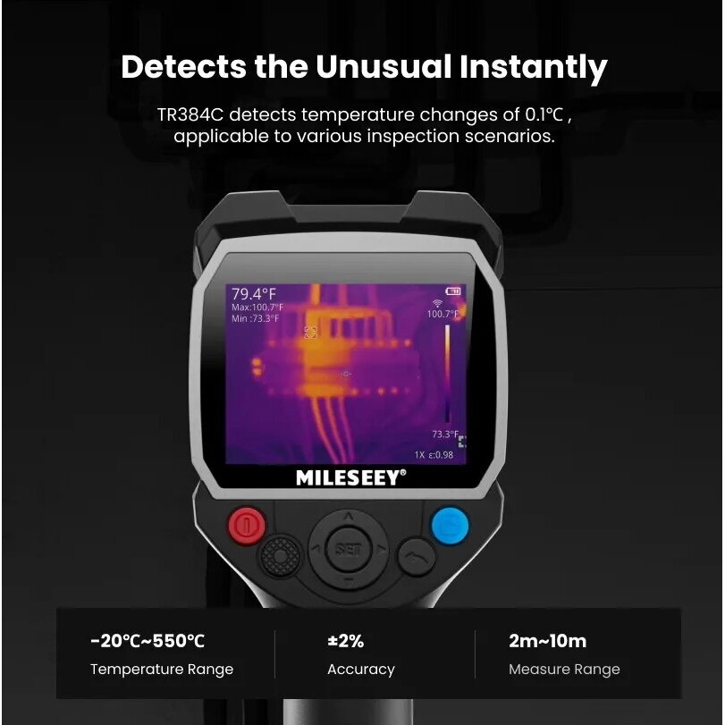 MILESEEY TR384C profesionalus termovizorius su GPS ir lazeriniu atstumo matuokliu, 384 × 288 px, –20…+550 °C 5