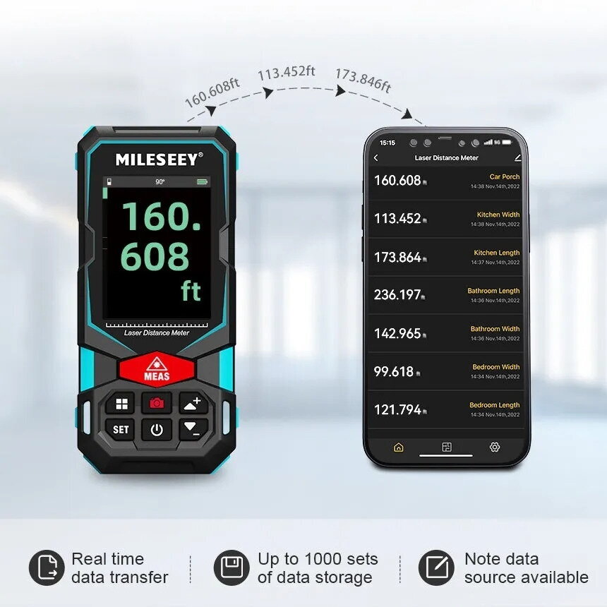 MILESEEY S7 lazerinis atstumo matuoklis su kamera, P2P ir Bluetooth, iki 100 m 4 MILESEEY S7 lazerinis atstumo matuoklis su kamera, P2P ir Bluetooth, iki 100 m 4