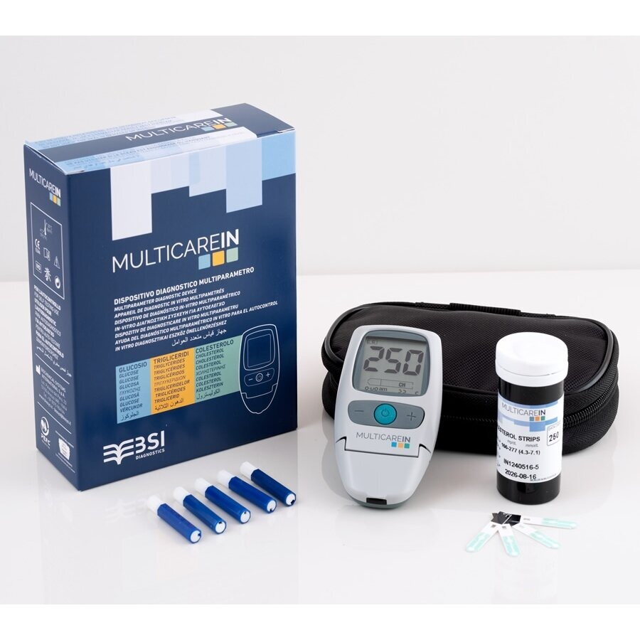 Multicare IN gliukozės, cholesterolio ir trigliceridų matuoklis su 5vnt. cholesterolio juostelių pakuote ir 25vnt. trigliceridų juostelių pakuote Multicare IN gliukozės, cholesterolio ir trigliceridų matuoklis su 5vnt. cholesterolio juostelių pakuote ir 25vnt. trigliceridų juostelių pakuote