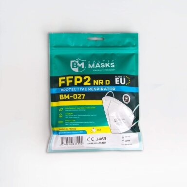 Sertifikuota apsauginė veido kaukė - respiratorius FFP2, 4 sluoksniai, BM027 - 2 vnt. Sertifikuota apsauginė veido kaukė - respiratorius FFP2, 4 sluoksniai, BM027 - 2 vnt.