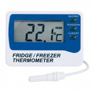 Šaldytuvo - šaldiklio termometras su vidiniu ir išoriniu sensoriais, aliarmu ir max/min funkcija ETI 810-210
