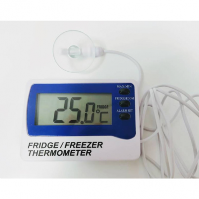 Šaldytuvo - šaldiklio termometras su aliarmu, max/min funkcija, 1 m zondu ETI 810-210 su METROLOGINE PATIKRA 3