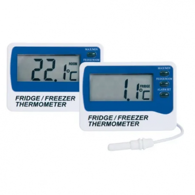 Šaldytuvo - šaldiklio termometras su vidiniu ir išoriniu sensoriais, aliarmu ir max/min funkcija ETI 810-210
