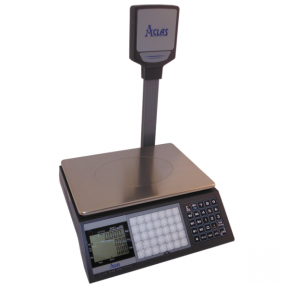 Sertifikuotos belaidės kainą skaičiuojančios elektroninės svarstyklės su metrologine patikra, ACLAS PS1DP iki  15 kg svorio. Padalos vertė: 5 g. Platformos matmenys: 330x230 mm. Su stovu.