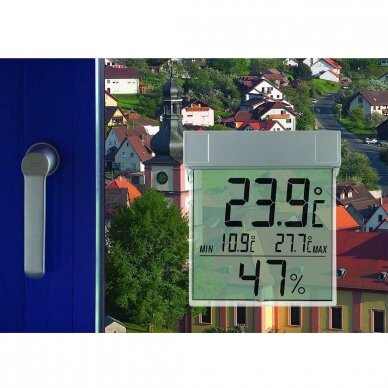 Skaitmeninis termo-higrometras tvirtinamas prie lango TFA VISION