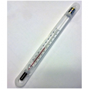 Stiklinis termometras TC-7 su apsauga (nuo -20°C iki +70°C) SU METROLOGINE PATIKRA (Ukraina, PJSC STEKLOPRIBOR)