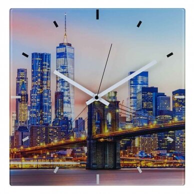 Stiklinis analoginis radijo bangomis valdomas laikrodis TFA NEW YORK