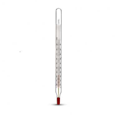 Stiklinis termometras TS-10 su apsauga (nuo -30°C iki +100°C) SU METROLOGINE PATIKRA (Ukraina, PJSC STEKLOPRIBOR)