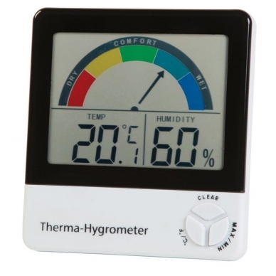 Termometras-higrometras su max/min funkcija ir komforto lygio indikatoriumi ETI 810-130