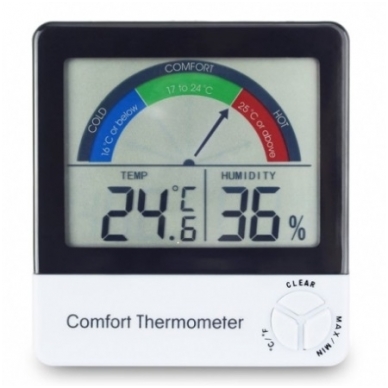 Termometras-higrometras su max/min funkcija ir komforto lygio indikatoriumi ETI 810-135
