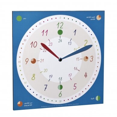 Vaikiškas sieninis laikrodis su mokymosi laikrodžiu TFA TICK & TACK