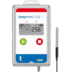 Vienkartinis realaus laiko GSM temperatūros registratorius su zondu TEMPMATE GS2TE su Ni-MH baterija